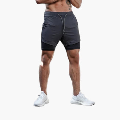 Herren Trainingsshorts mit Innenhose und Kordelzugbund