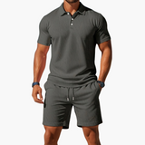 Herren Kurzarm Polo Set – Dunkelgrau