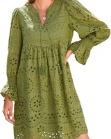 Damen Kleid Mit Spitze Und Schwung – Dunkelsgrun