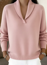 Cybele - Soft-Touch V-Ausschnitt-Pullover – Rosa