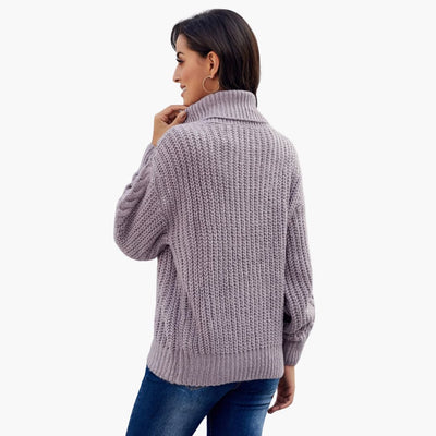 Damen pullover mit Rollkragen und Zopfmuster