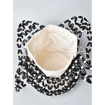 Helviora® | Handgeknüpfte Korbtasche mit Baumwollfutter