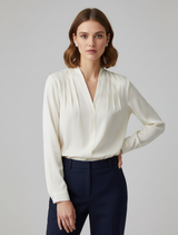 Elke | Damen Bluse mit Puffärmeln und Tailliertem Schnitt – Elfenbein