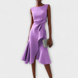 Ärmelloses Midikleid für Damen mit drapiertem, asymmetrischem Saum – Violett