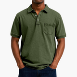 Herren Kurzarm Baumwoll Polo – Armeegrün