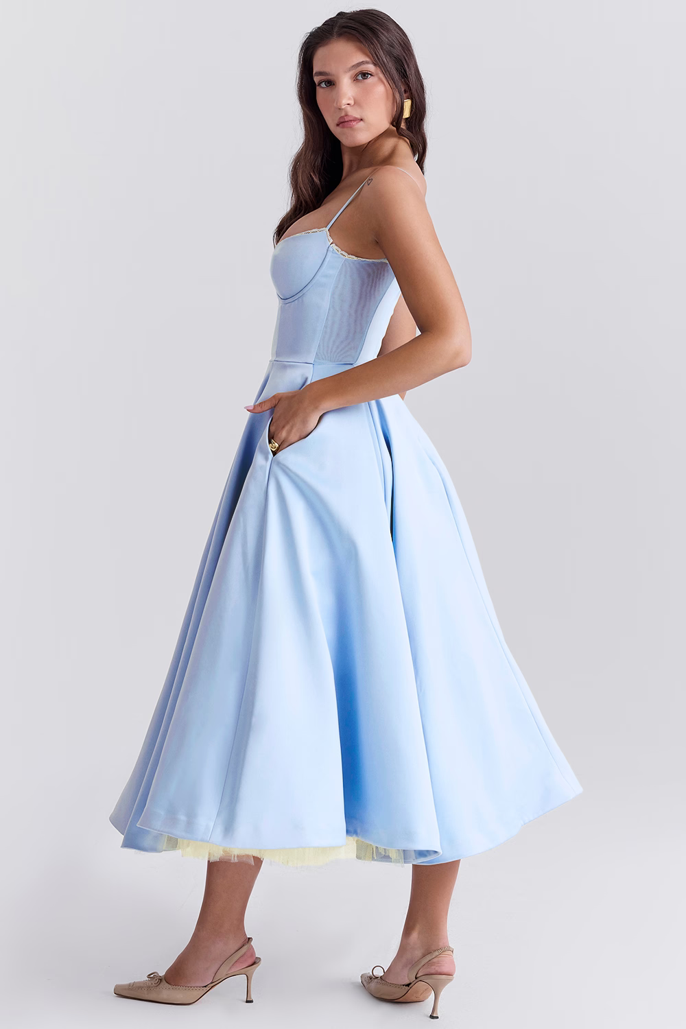 Luce - Satin-Tüll-Midikleid