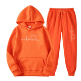 Edith | Damen Hoodie und Jogginghose-Set mit Herzschlagmotiv – Orange
