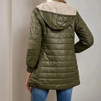 Ultra-gemütliche Kapuzen-Pufferjacke mit Fleece-Futter für Frauen