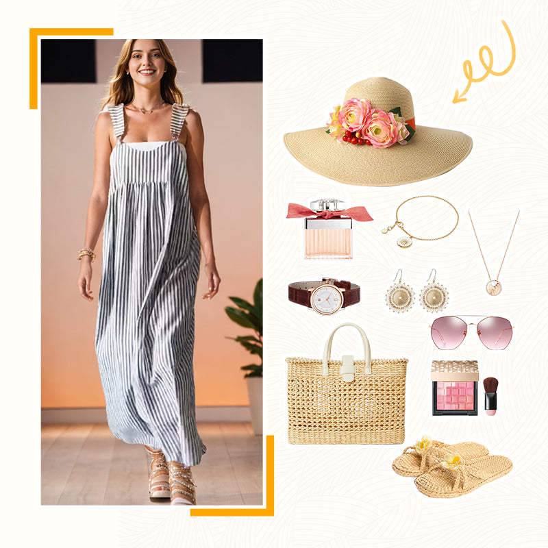 Jaja - Lässiges gestreiftes Hosenträgerkleid