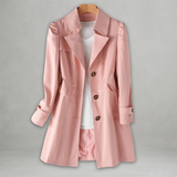 Damen Trenchcoat Mit Reverskragen Und Knöpfen – Rosa