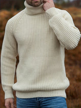 Alexander | Herren Warmer Strickpullover mit Rollkragen für den Winter – Beige