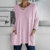 Kerstin | Stylischer Langer Pullover mit Taschen – Rosa