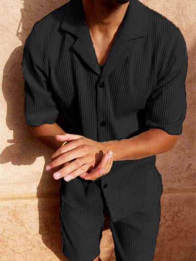 Herren Texturiert Stil Zweiteilig Sommer Set | Hose und Shorts