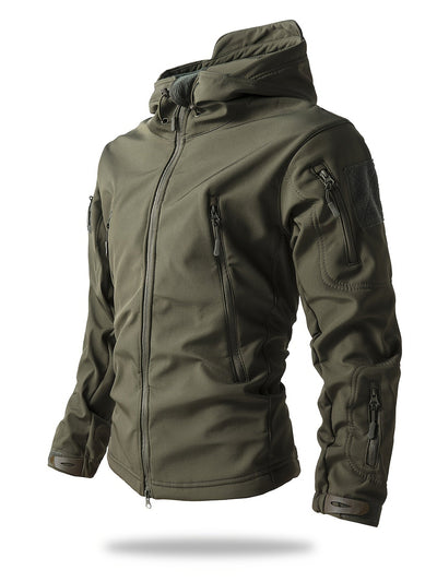 Taktische Reissverschluss Kapuzen Windbreaker Outdoor Jacke für Herren | Perfekt für Outdoor-Aktivitäten