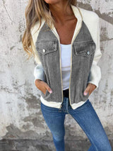 Alinique - Weiche Bomberjacke aus Strick-Denim – Grau