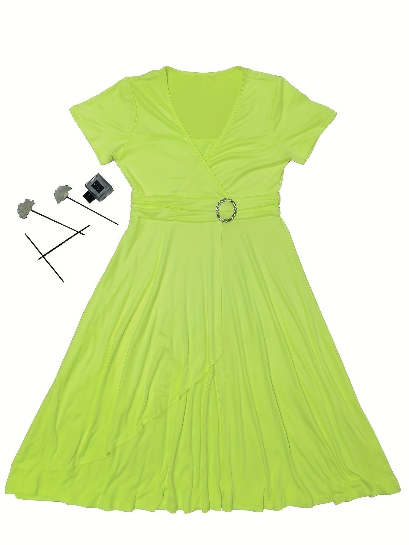 Stilvolles Baumwollkleid mit schmaler Passform, asymmetrischem Saum und Bindegürtel für Damen | Ideal für den Sommer