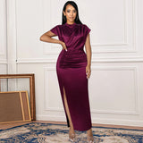 Sophie | Damen Maxi-Kleid stilvoll & bequem tragbar – Weinrot