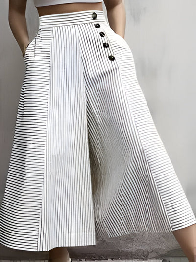 Angelica | Lässige gestreifte Hose mit weitem Bein für Damen