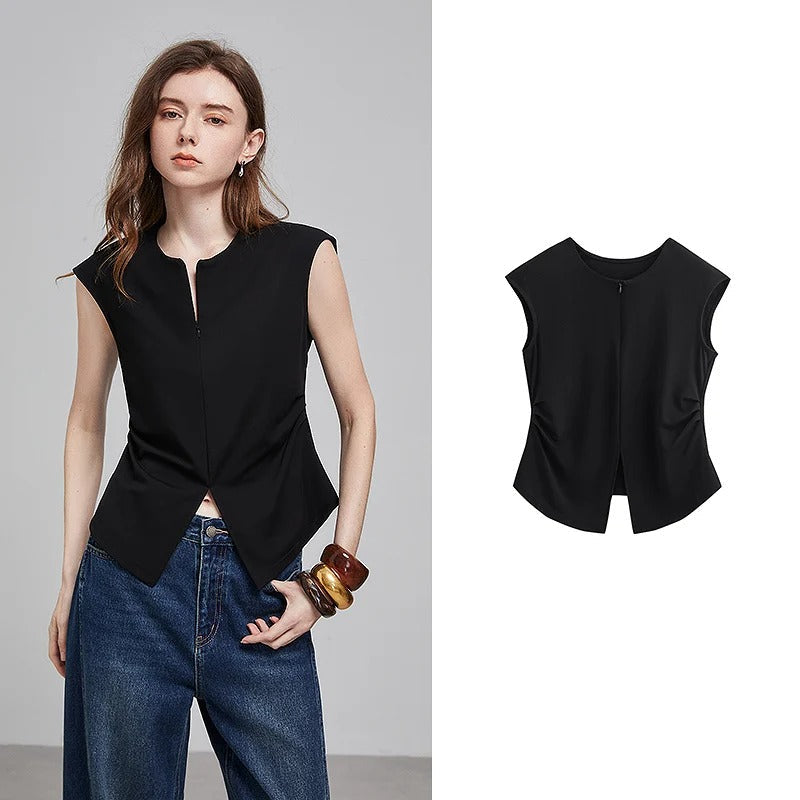 Traudel® | Ärmelloses Blusentop mit V-Saum