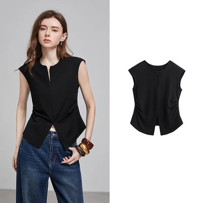 Traudel® | Ärmelloses Blusentop mit V-Saum