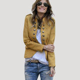 Damen-Wollblazer im Militärstil – Gelb