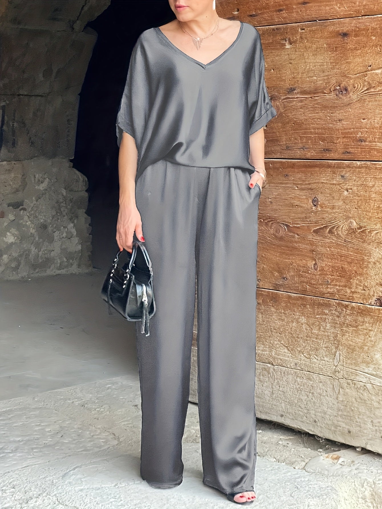 Ashlee - Elegantes Zweiteiliges Satz Mit Kurzen Ärmeln