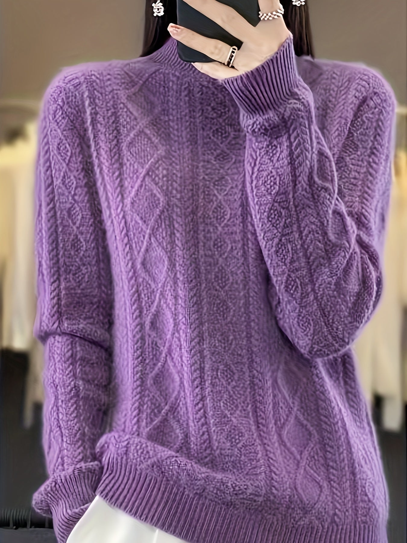 Bequemer Wollpullover aus Strick mit Langen Ärmeln für Damen | Ideal für den Winter