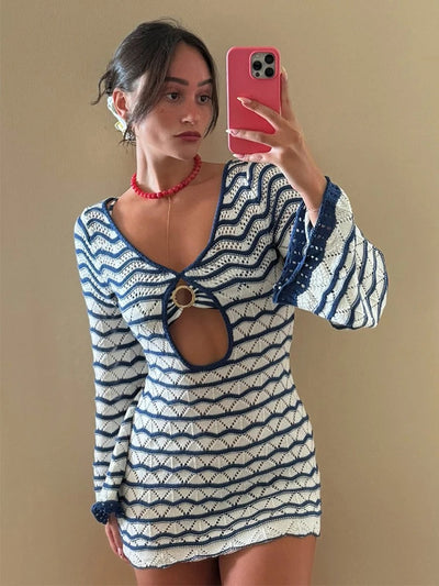 Thaliora® | Häkel-Strandkleid mit Cut-Out