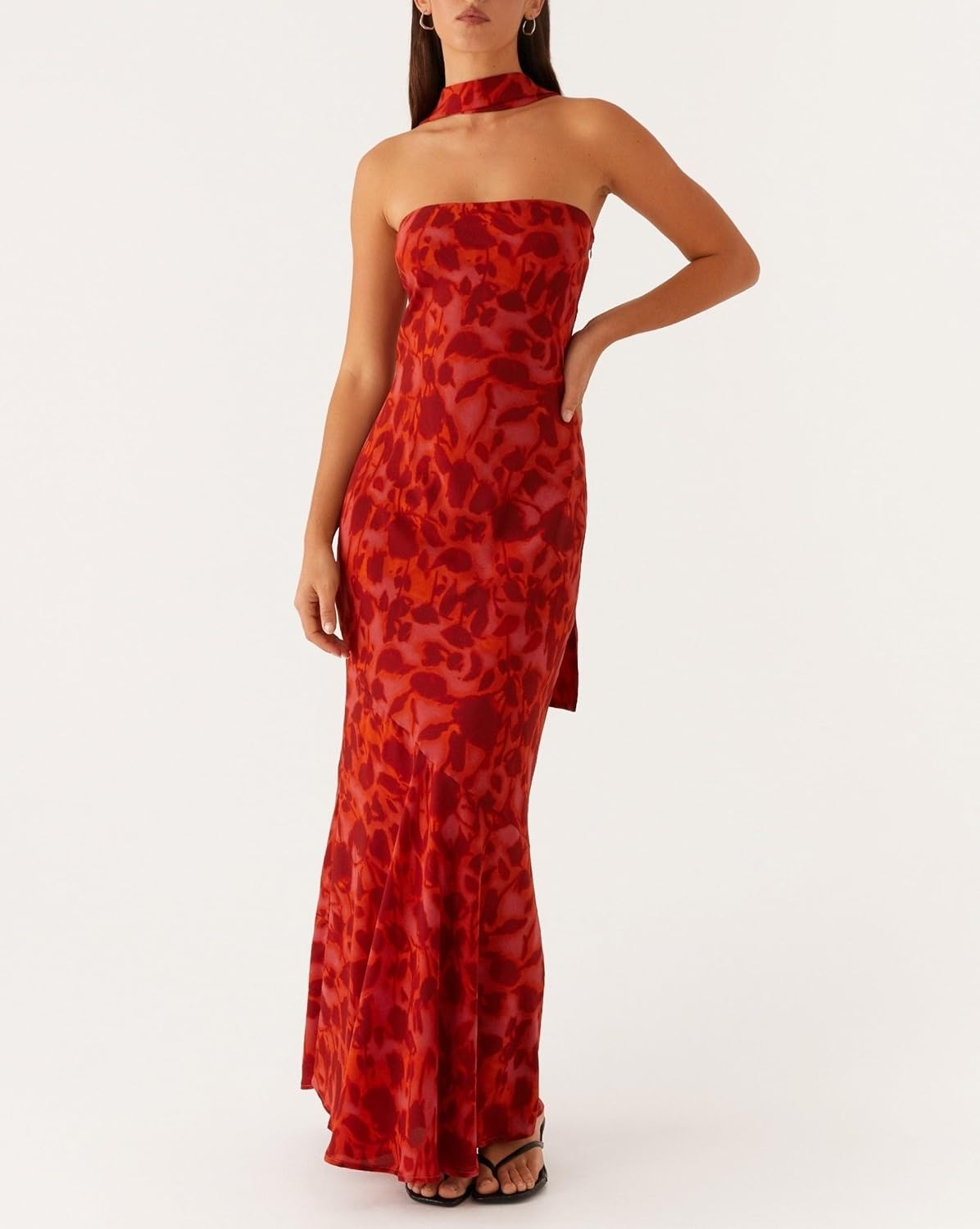 Kalentha® | Trägerloses Maxikleid mit Choker-Kragen