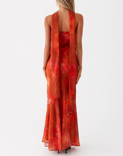 Kalentha® | Trägerloses Maxikleid mit Choker-Kragen