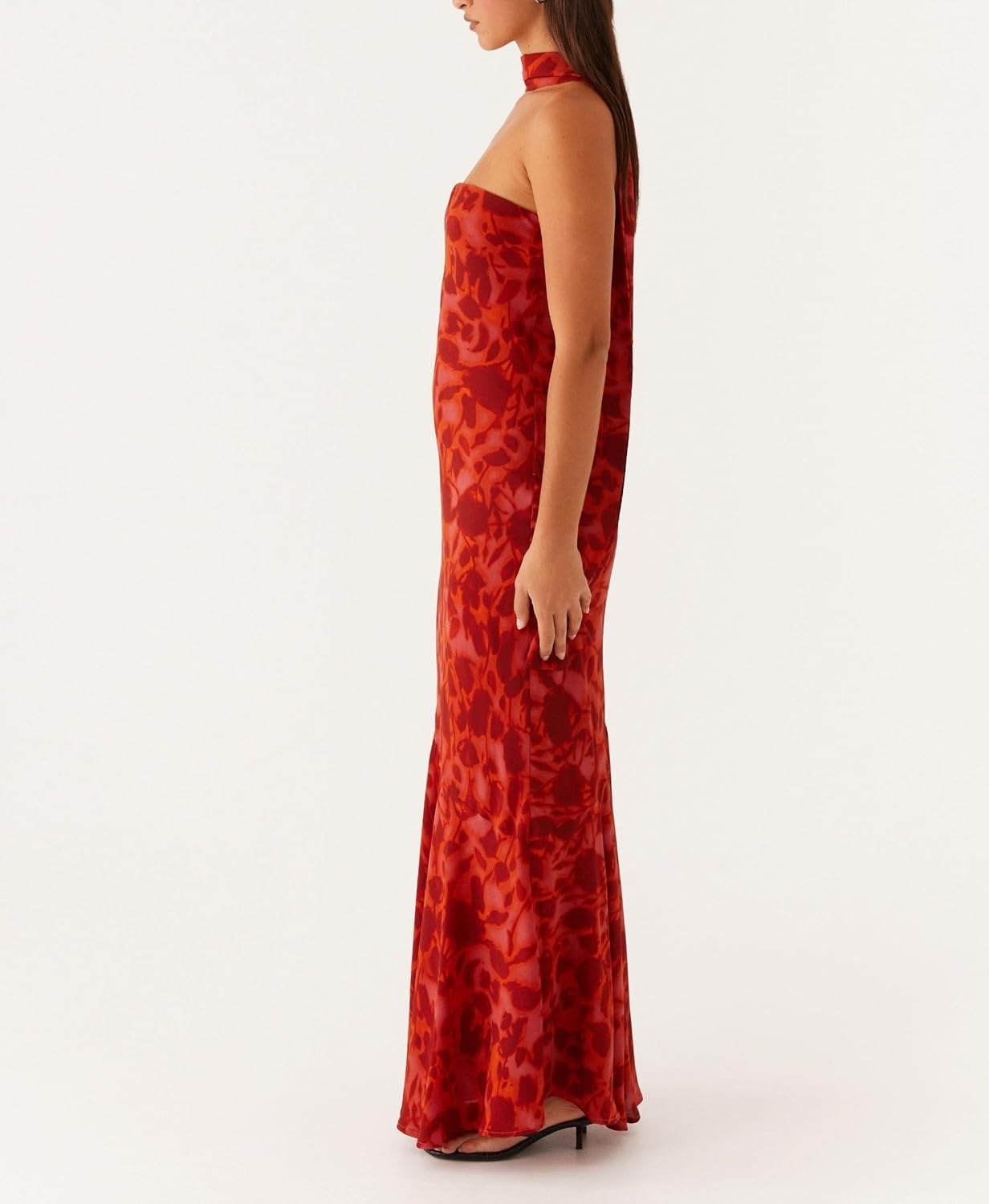 Kalentha® | Trägerloses Maxikleid mit Choker-Kragen