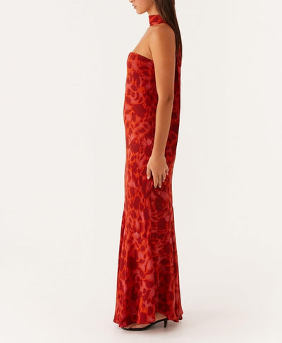 Kalentha® | Trägerloses Maxikleid mit Choker-Kragen