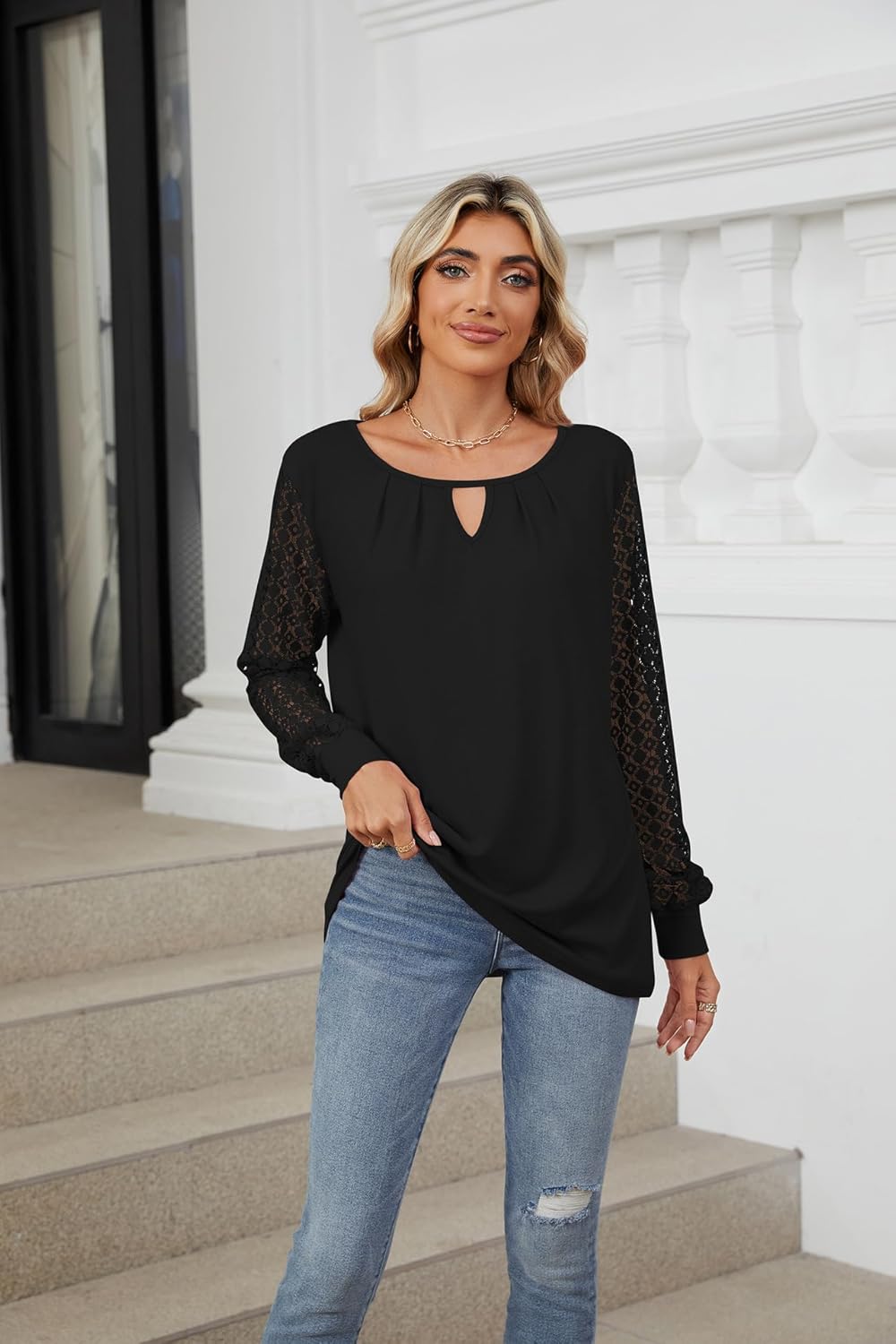 Roswitha® | Modisches Langarm-Top mit Spitzendetails