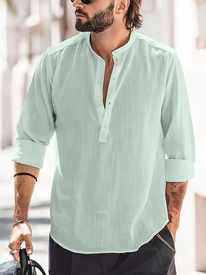 Herren Klassisch Henley Shirt | Langarm