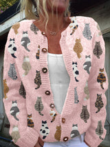 Charlotte | Damen-Cardigan mit Knöpfen und langen Ärmeln – Rosa Cardigan