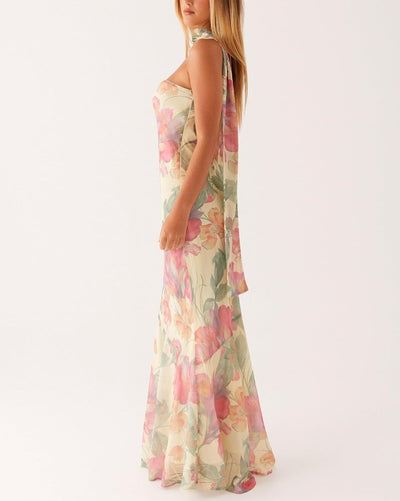 Kalentha® | Trägerloses Maxikleid mit Choker-Kragen