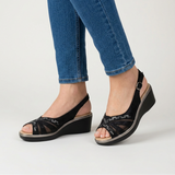 Bianka | Stilvolle Damen-Sandalen mit Slingback-Riemen – Schwarz