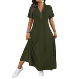 Primelle - Softtouch-Maxikleid mit Reißverschlusskragen – Olivgrün