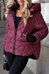 Lea | Damen Jacke lässig & stilvoll mit Kapuze modern – Bordeaux