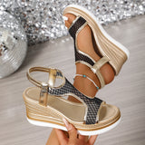 Lina | Stilvolle Keil Sandalen Damen Chic – Schwarz