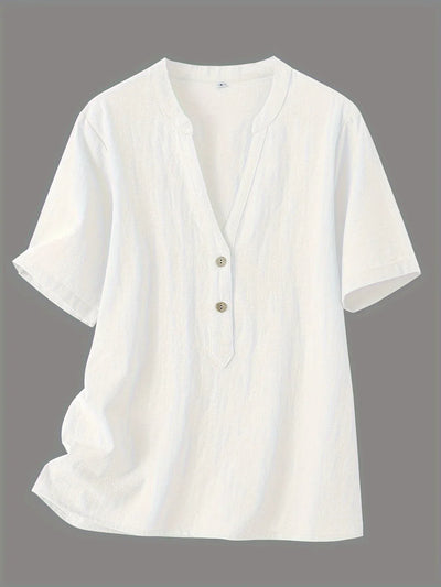 Nerida – Modische Bluse Mit V-Ausschnitt Und Kurzen Ärmeln