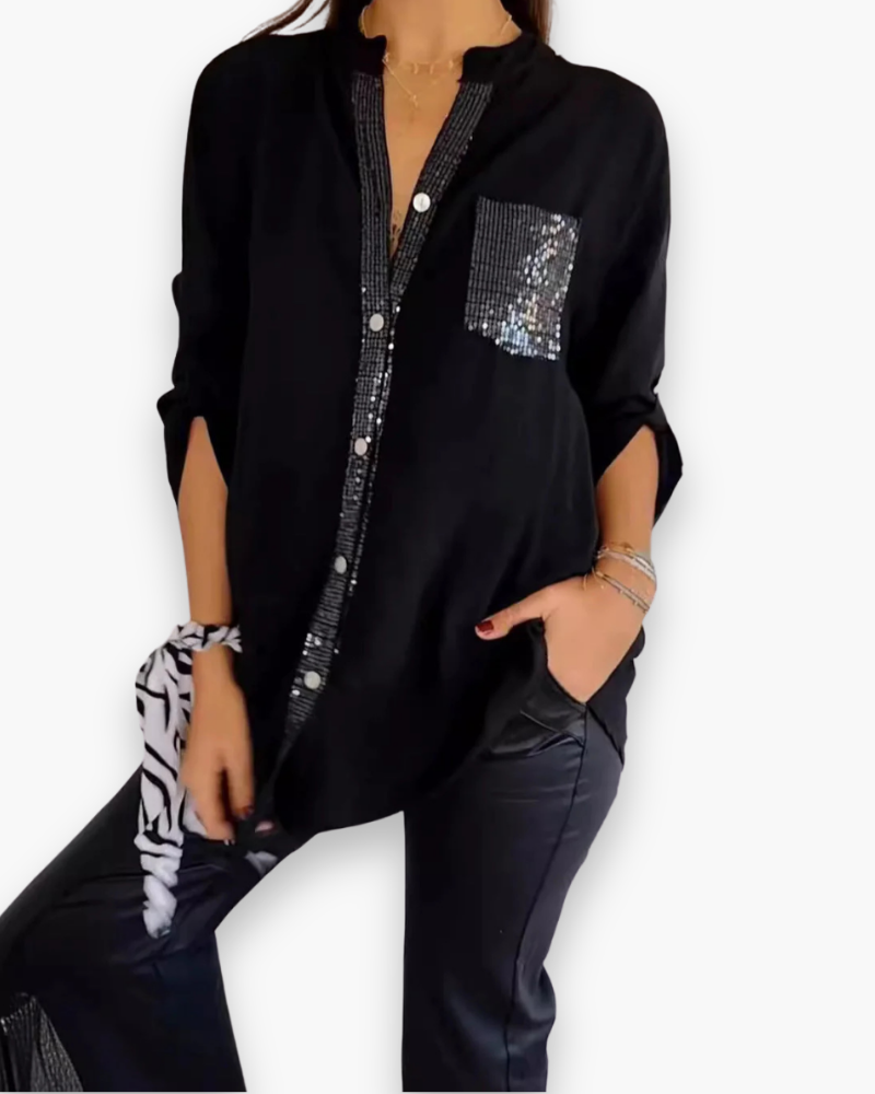 Damen Glitzer Pailletten Top | Festlich Elegant