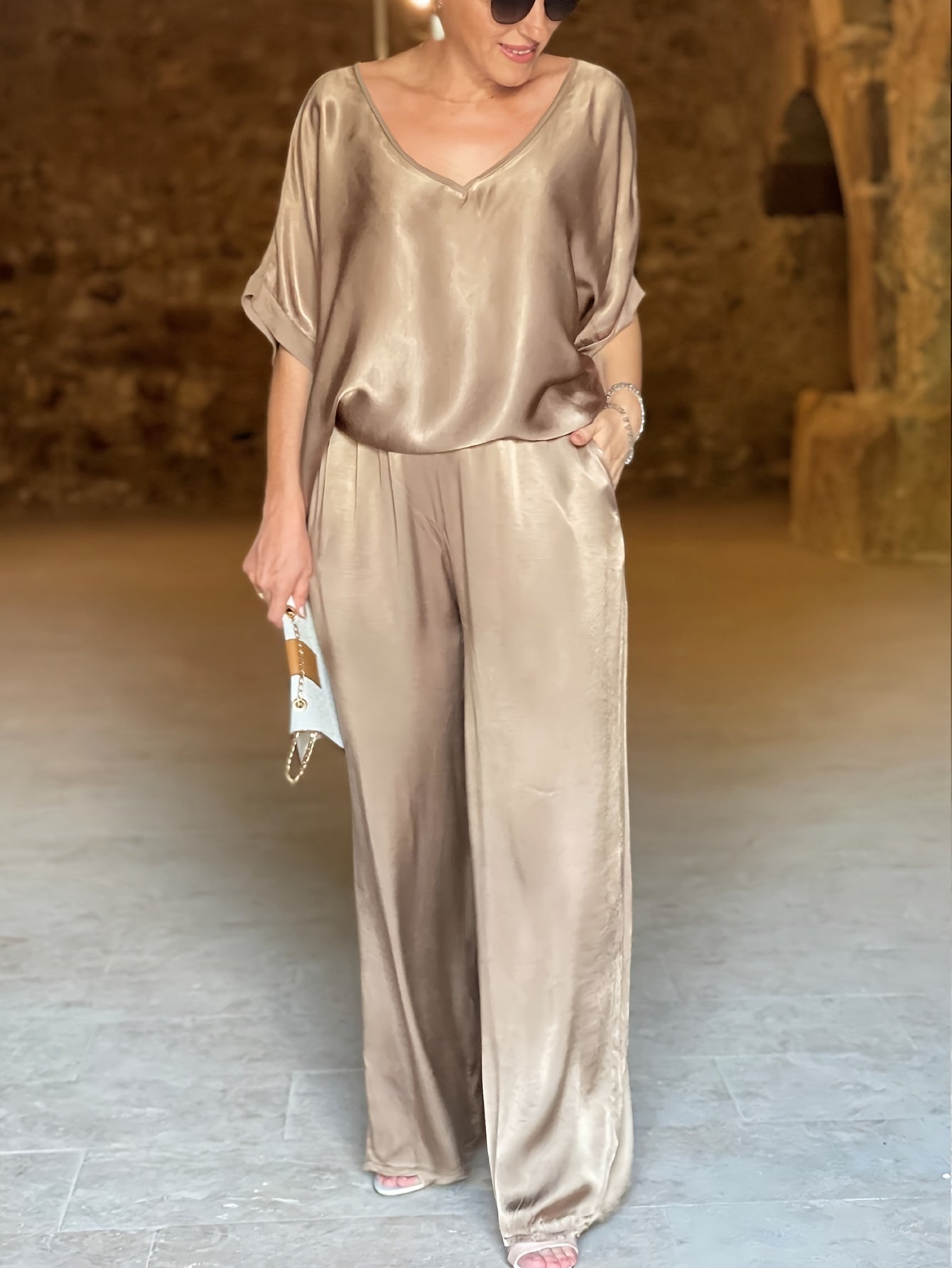 Ashlee - Elegantes Zweiteiliges Satz Mit Kurzen Ärmeln