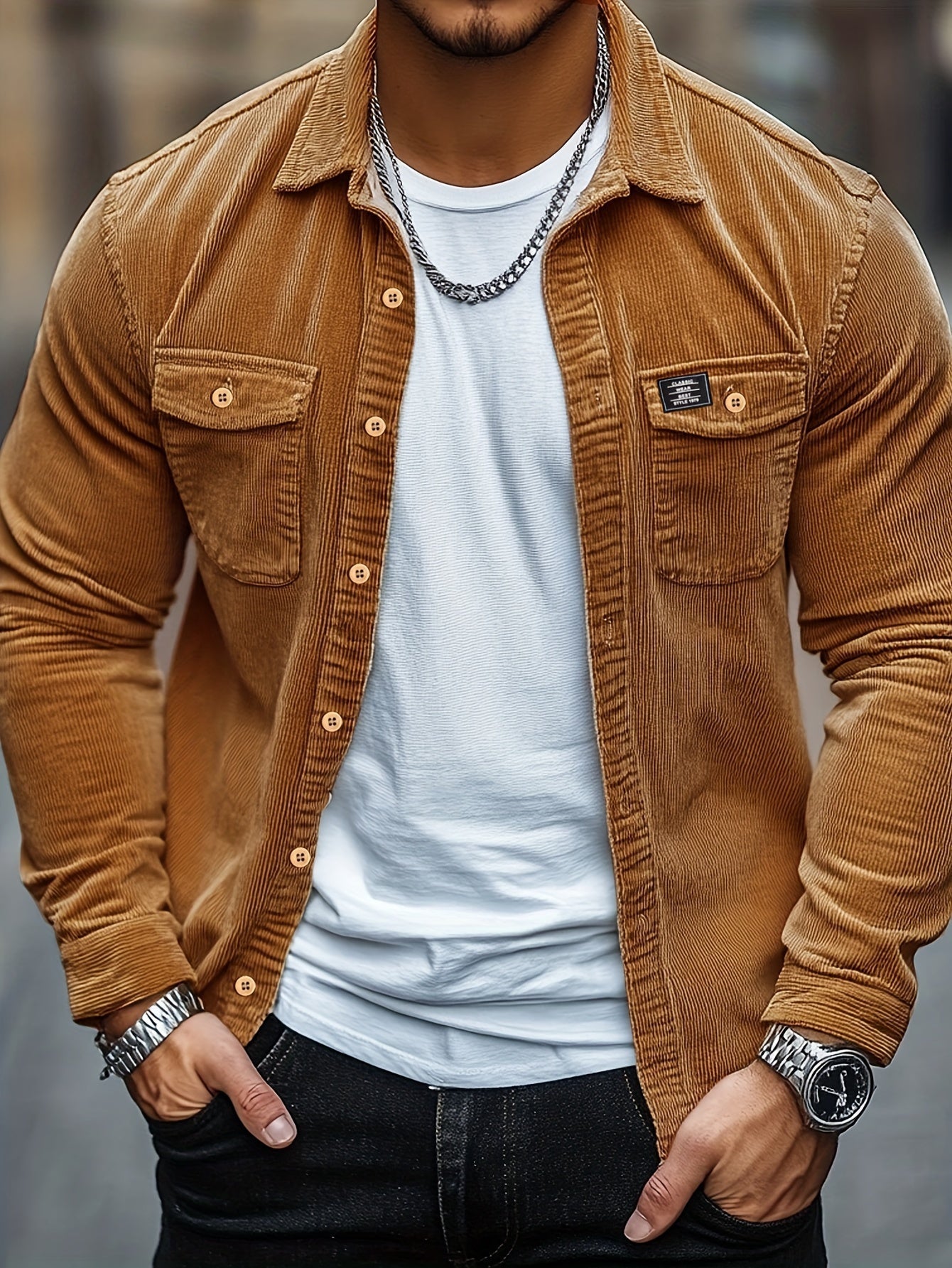 Felipe - Lässiges Hemd Aus Kord Mit Knöpfen