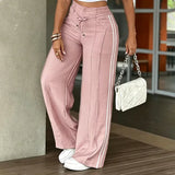Valerique - Weite Sporthose mit Seitenstreifen – Rosa
