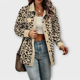 Lena | Damen Hemdjacke modern im Leopardenlook – Aprikose