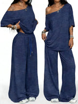 Kaeloria - Komfortables Loungewear-Set – Marineblau