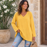 Natascha | Lockerer Strickpullover mit V-Ausschnitt – Gelb