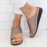 Damen-Sandalen mit Zehensteg gegen Hallux valgus – Khaki