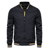 Sebastian | Lässige Herren-Bomberjacke Mit Kontrast-Rippdetails – Schwarz